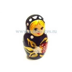 Флешка "Русская матрешка" 16Гб черный с золотым ― www.usbdevices.ru